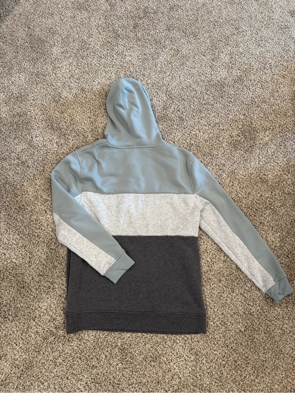 Men's Colorblock Pullover Hoodie in Slate Blue, Light Gray & Charcoal